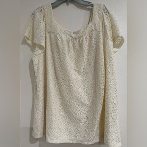 Charter Club Cream Cap Sleeve Blouse Women’s Size 2X